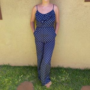 Navy polka dot jump suit!